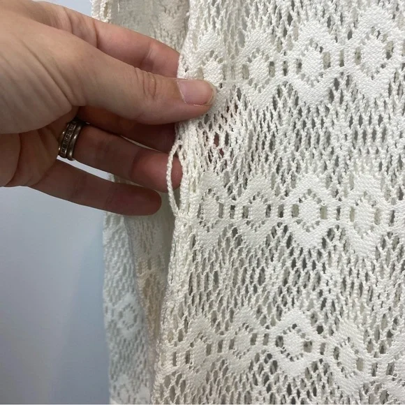 MAJE • Limba open knit high neck ruffle crochet sweater in ecru - Picture 15 of 16